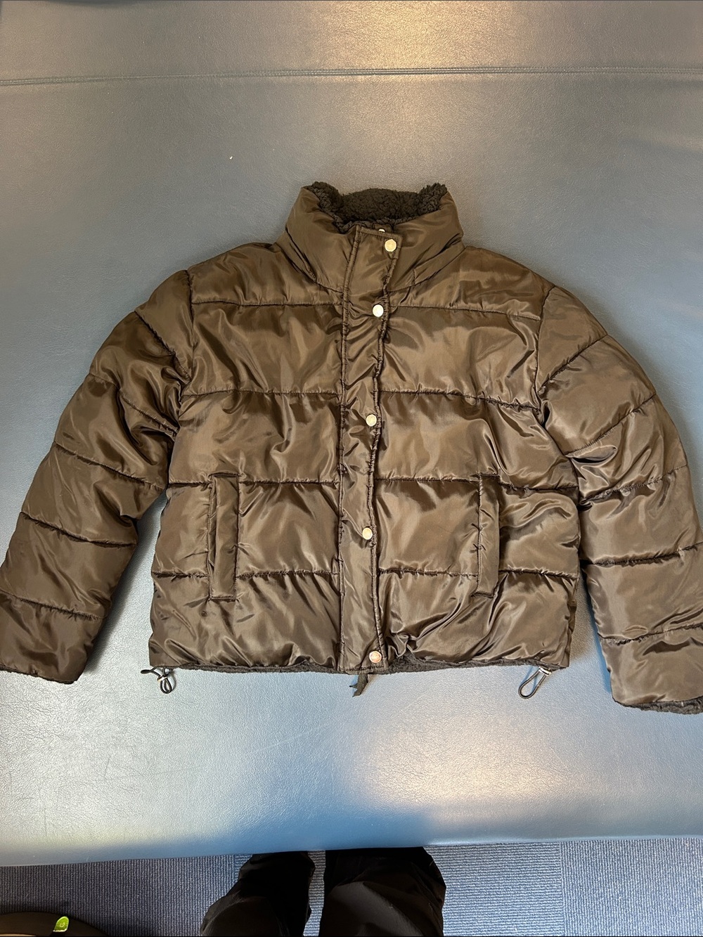 REVERSIBLE sz L Women's SEBBY womens Short Puffer/Teddy Jacket COZY Winter Coat